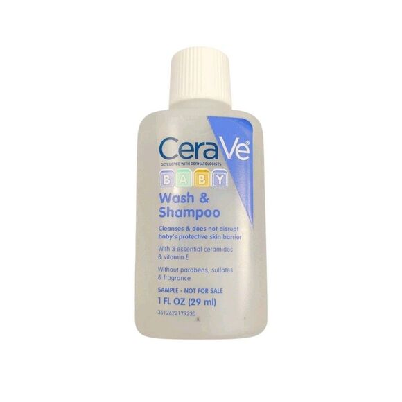 CeraVe Baby Wash and Shampoo Sample 1oz. Lot of 6 New Travel Size Bottles - Picture 5 of 12